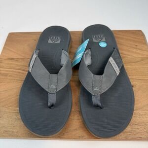 New Mens Reef Santa Ana Grey Casual Slip On Sandals Thong Flip Flops Size 14 D